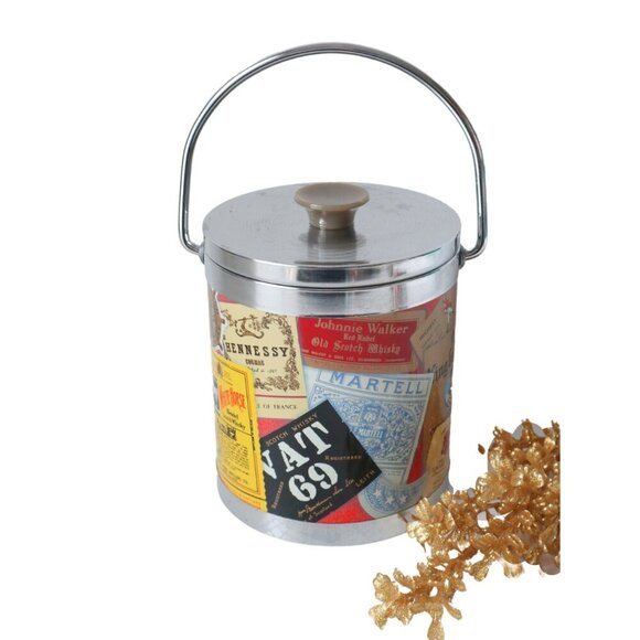 Vintage Whisky Scotch Bar Tavern Ice Bucket Advertising Chrome Retro Barware - Picture 8 of 8